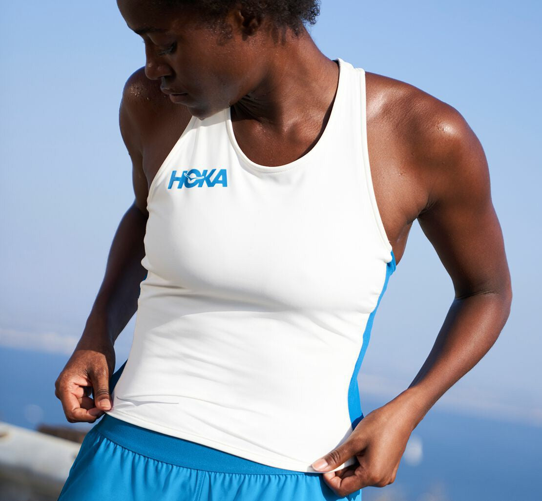 HOKA White - Women's Fitted Tank