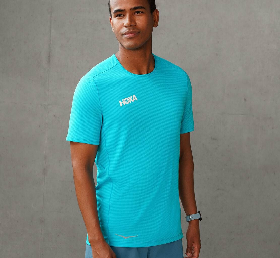 HOKA Scuba Blue - Men's Performance Short Sleeve