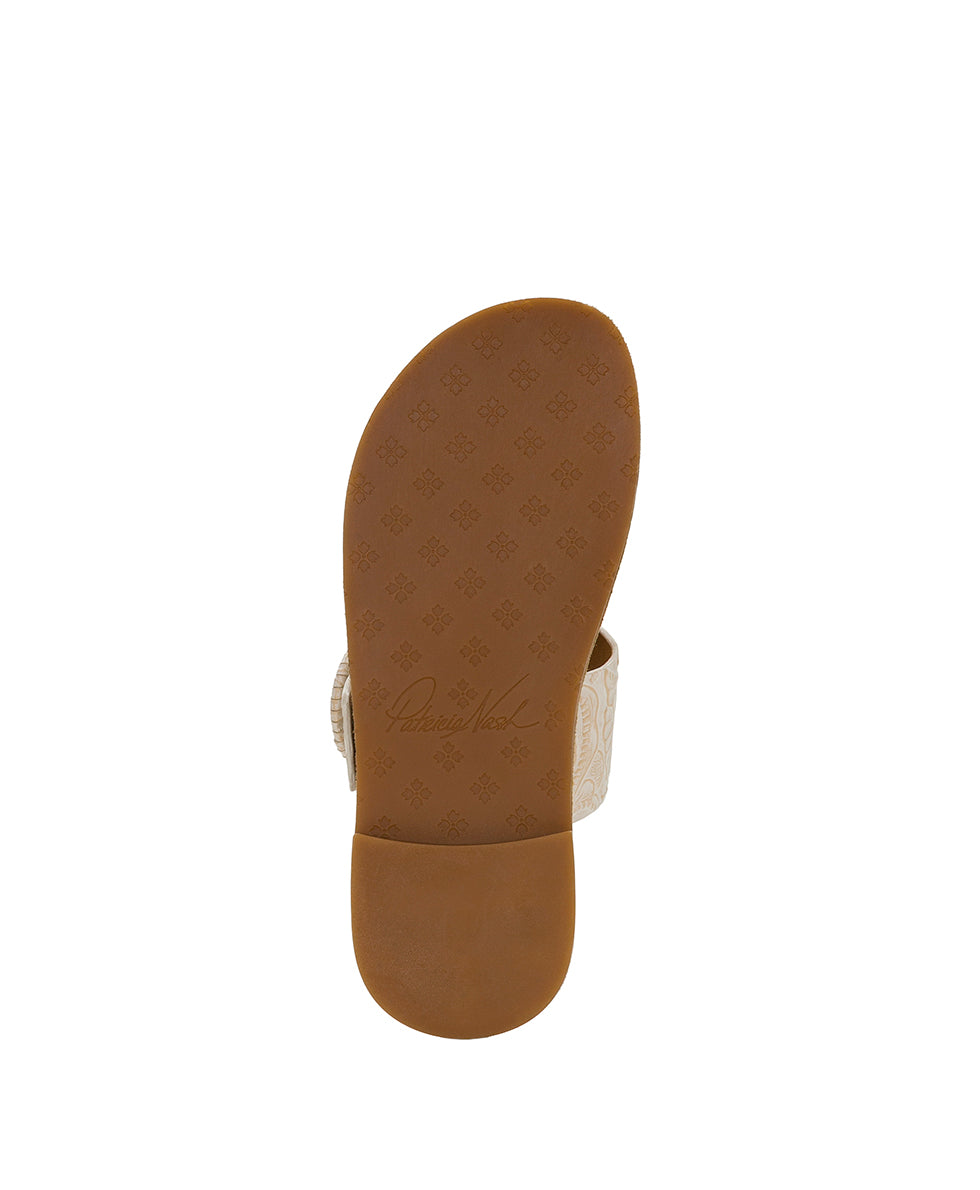 Patricia Nash Fulvia Sandal - Tooled - Chalk White