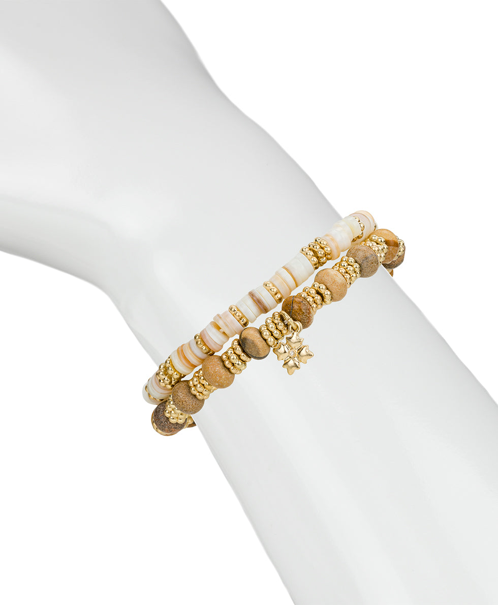 Patricia Nash Stretch Bracelet Set - Wood Butterfly Collection