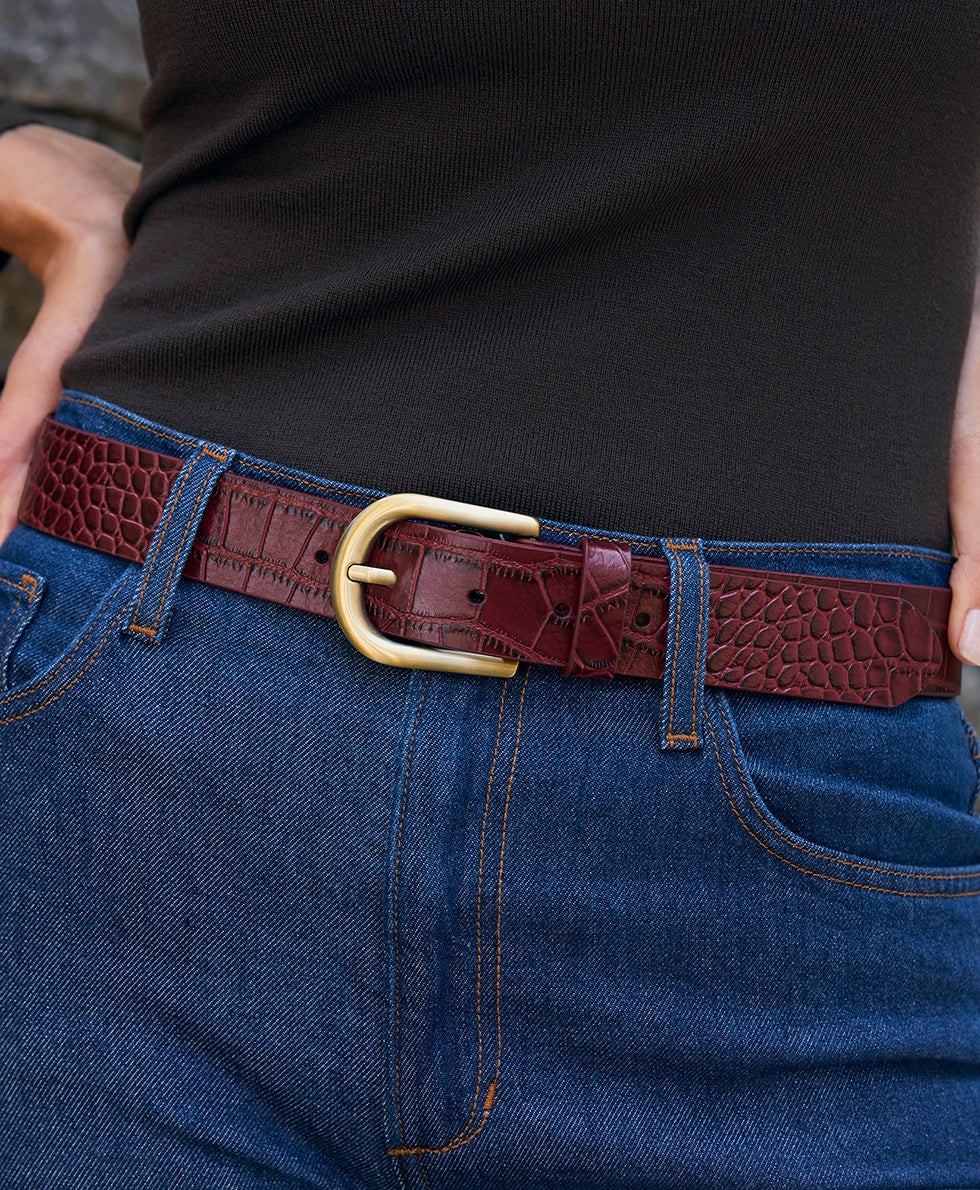 Patricia Nash Vietri Belt - Croc - Oxblood