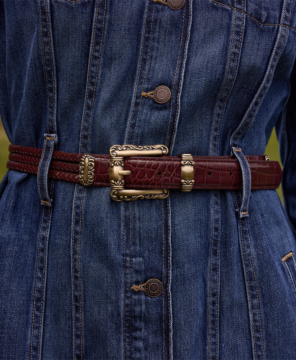 Patricia Nash Barni Belt - Vintage Croc Oxblood | Patricia Nash Designs