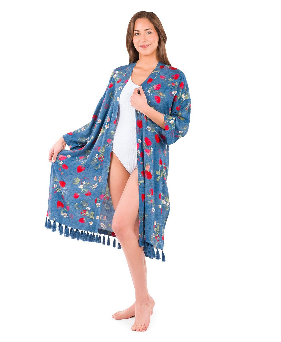 Patricia Nash Ruana Cover-Up with Tassels - Parisian Strawberry