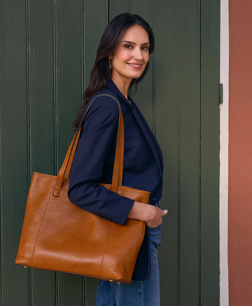 Patricia Nash Elise Tote | Brazilian Rugged Leather | Cognac