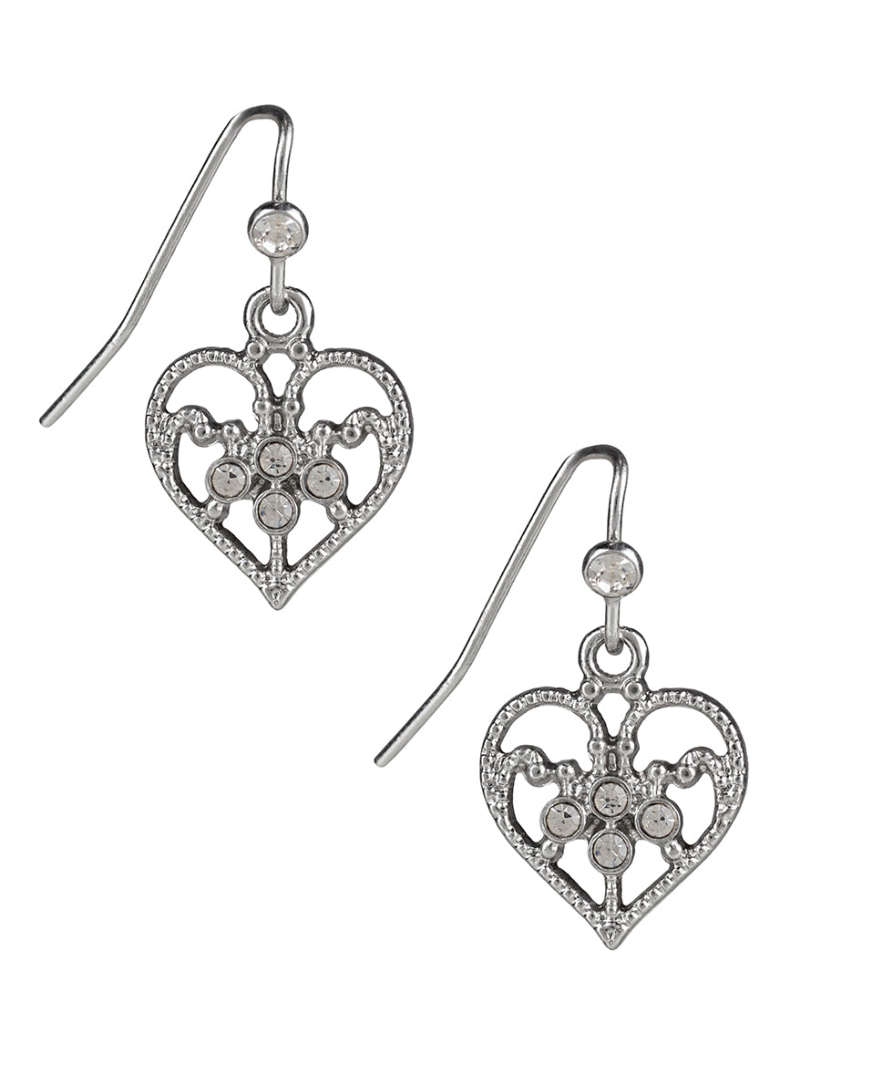Patricia Nash Mini Heart Drop Earrings - Filigree