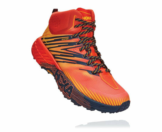 HOKA Mandarin Red / Gold Fusion - Men's Speedgoat Mid GORE-TEX 2