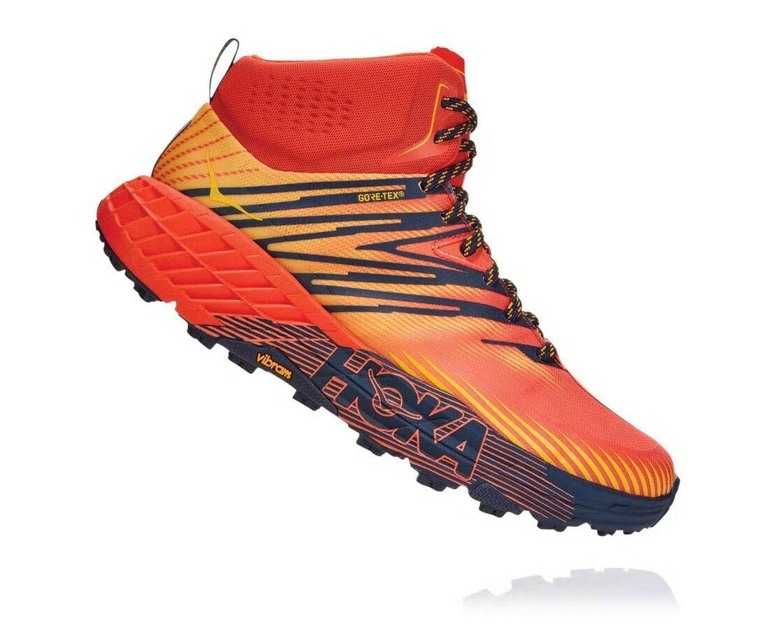 HOKA Mandarin Red / Gold Fusion - Men's Speedgoat Mid GORE-TEX 2