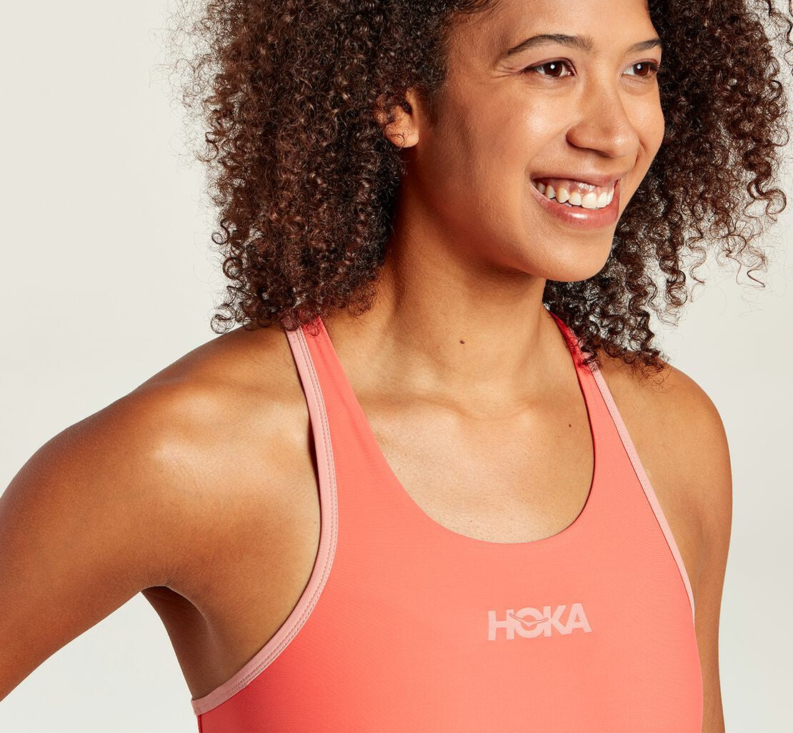 HOKA Hot Coral / Rosette - Women's Performance Sports Bra