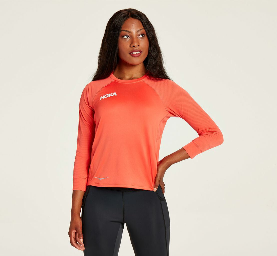 HOKA Hot Coral - Women's Performance 3/4 Sleeve