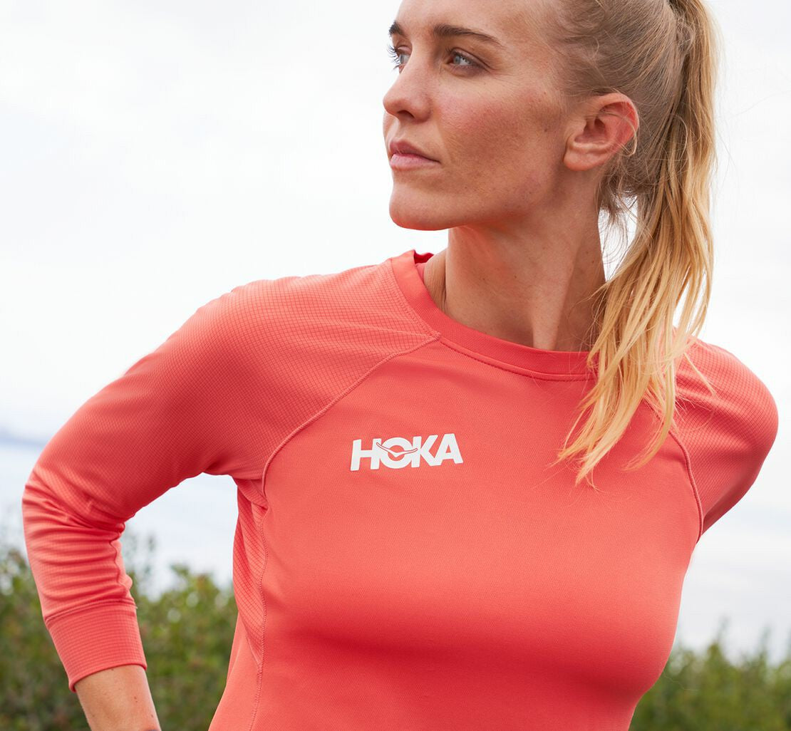 HOKA Hot Coral - Women's Performance 3/4 Sleeve