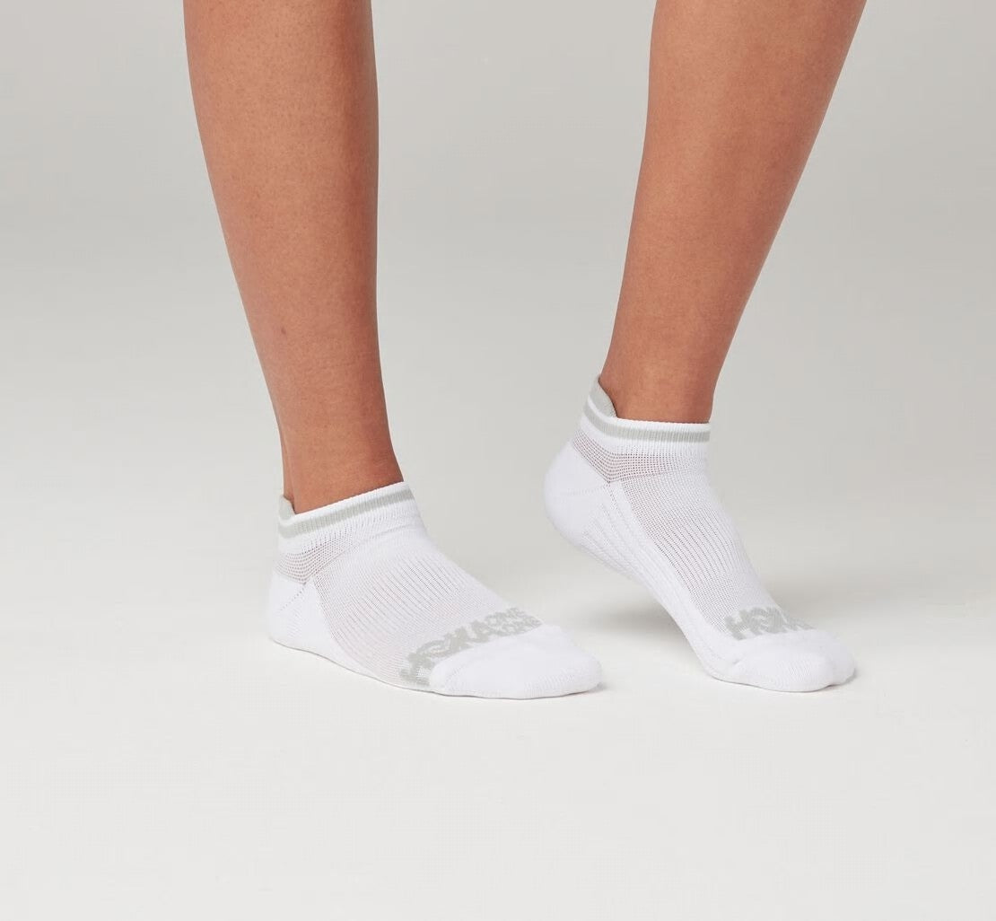 HOKA White - All Gender Performance No-Show Sock