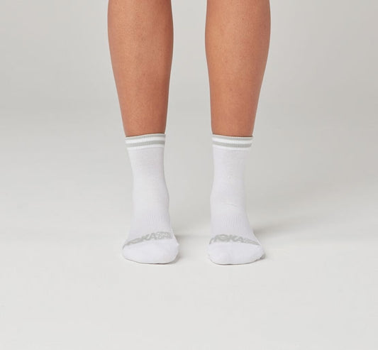 HOKA White - All Gender Performance Crew Sock