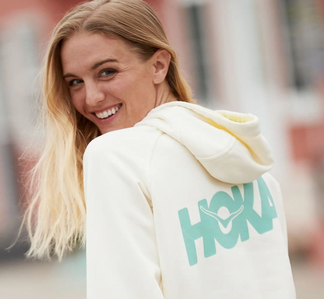 HOKA White - All Gender Bondi Hoodie
