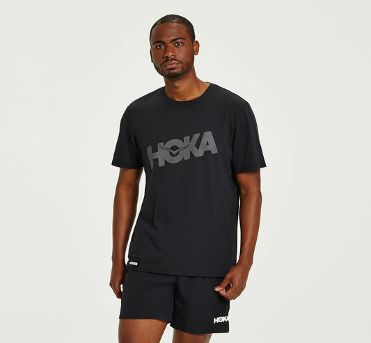 HOKA Black / Castlerock - Men's Brand Tee