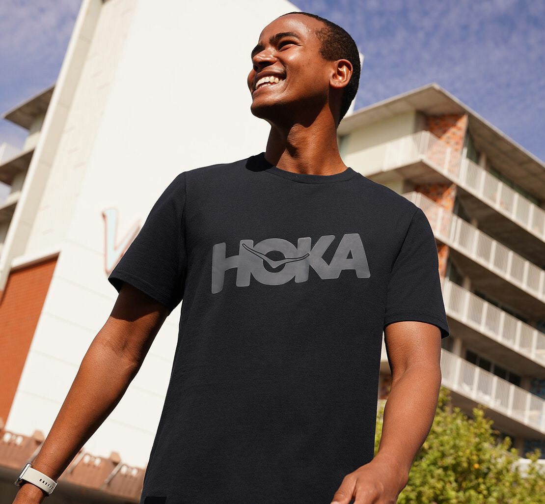 HOKA Black / Castlerock - Men's Brand Tee