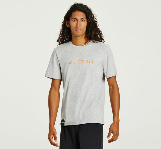 HOKA Heather Grey / Persimmon Orange - Men's Brand Tee