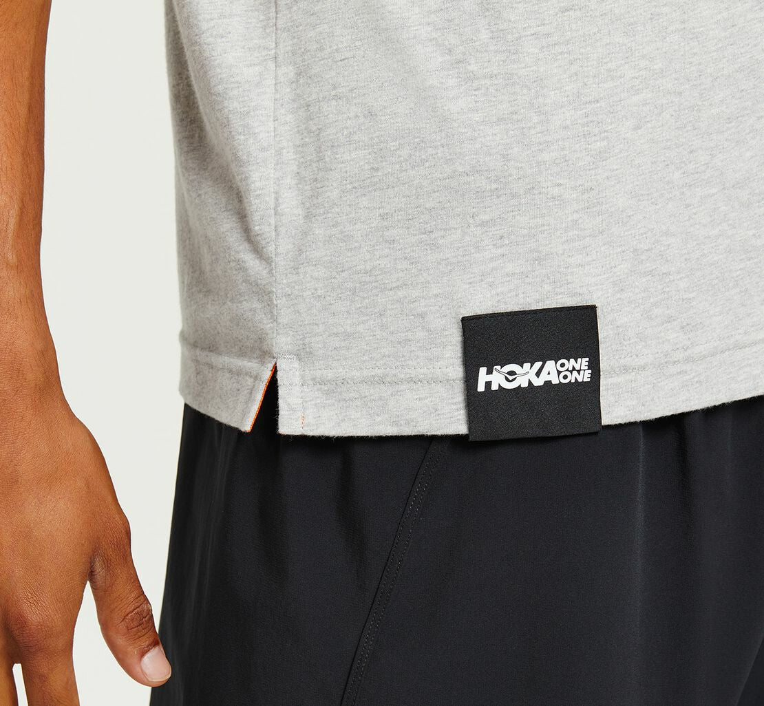 HOKA Heather Grey / Persimmon Orange - Men's Brand Tee