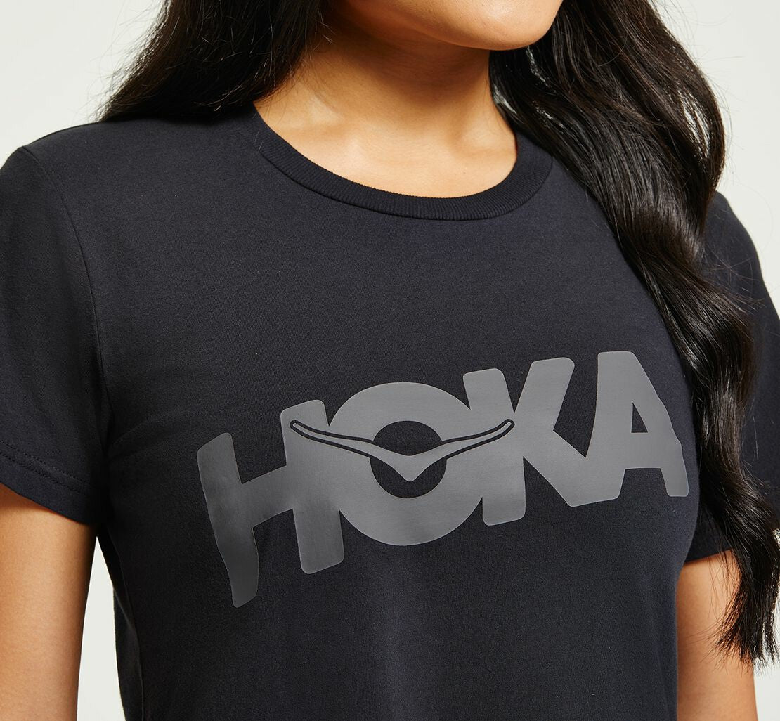 HOKA Black / Castlerock - Women's Brand Tee
