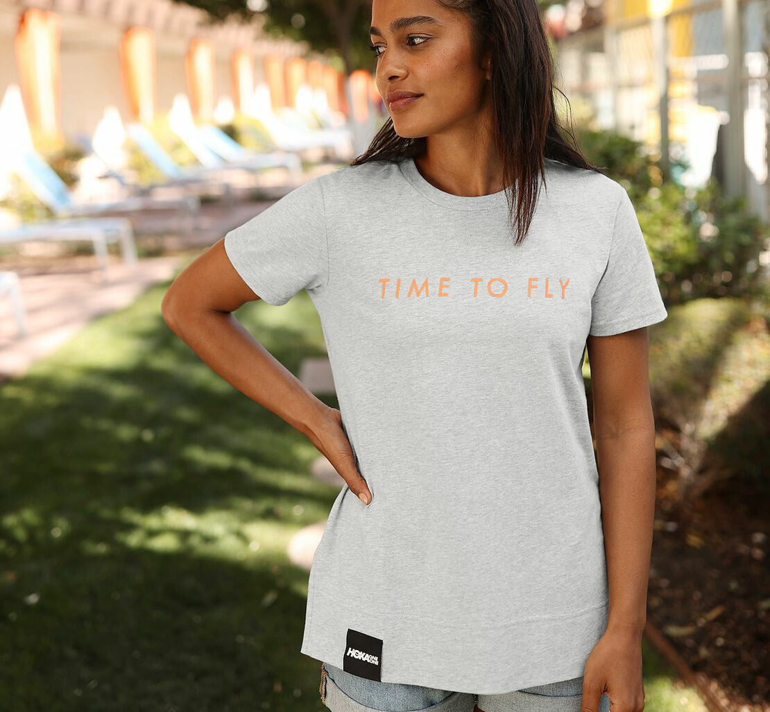HOKA Heather Grey / Cantaloupe - Women's Brand Tee