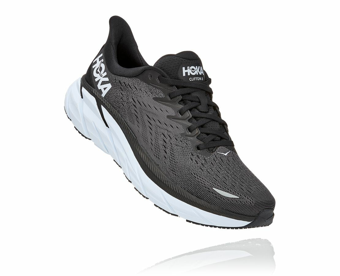 HOKA Black / White - Men's Clifton 8