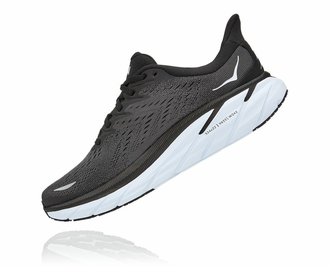 HOKA Black / White - Men's Clifton 8