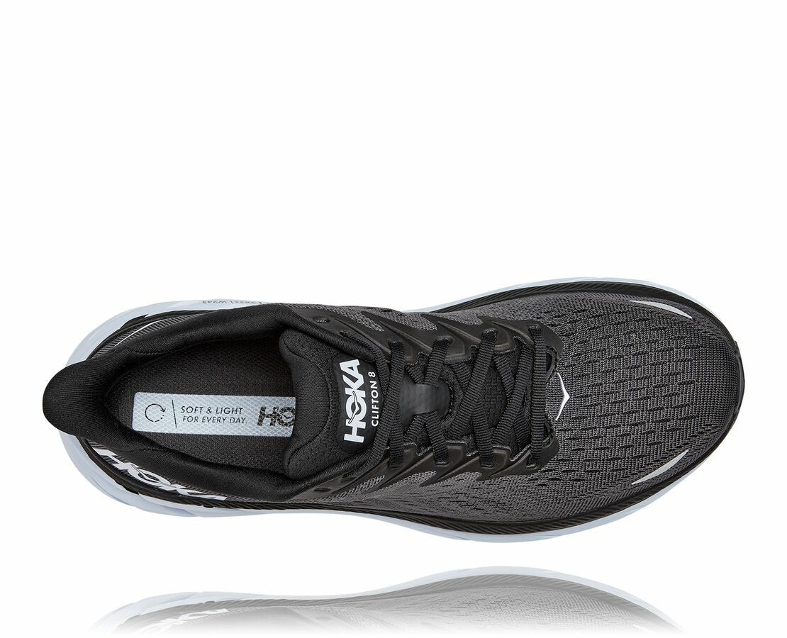 HOKA Black / White - Men's Clifton 8