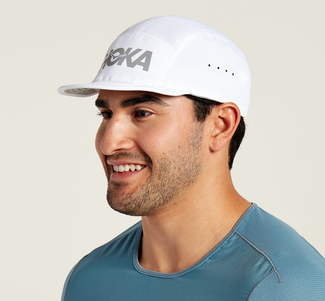 HOKA White / Castlerock - All Gender Packable Trail Hat