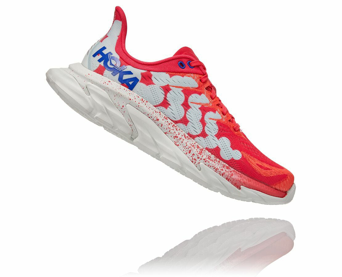 HOKA Paradise Pink / Blue Flower - All Gender Clifton Edge Geometric