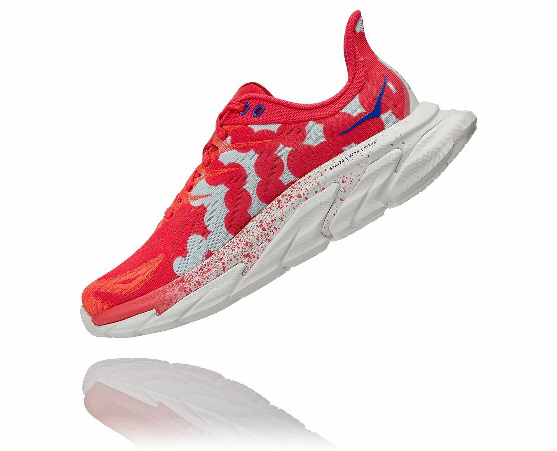 HOKA Paradise Pink / Blue Flower - All Gender Clifton Edge Geometric