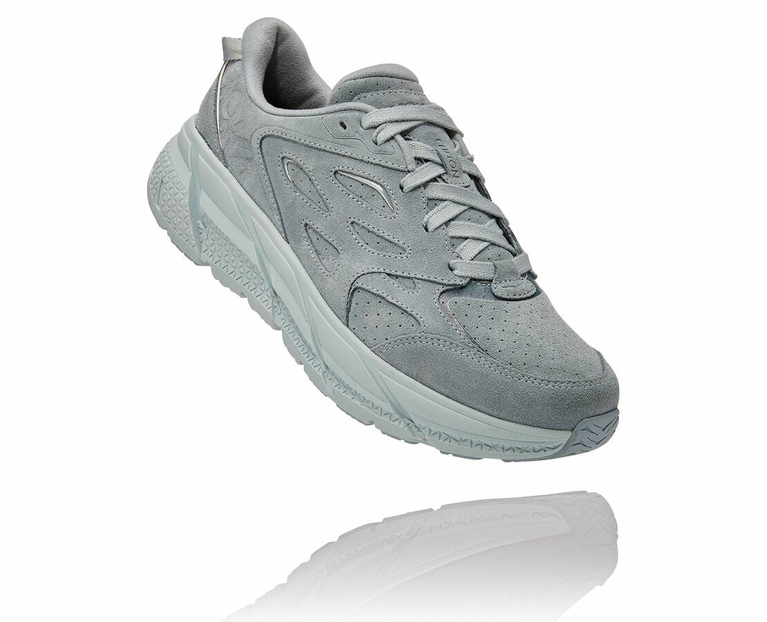 HOKA Grey Mist / Misty Blue - All Gender Clifton L Suede