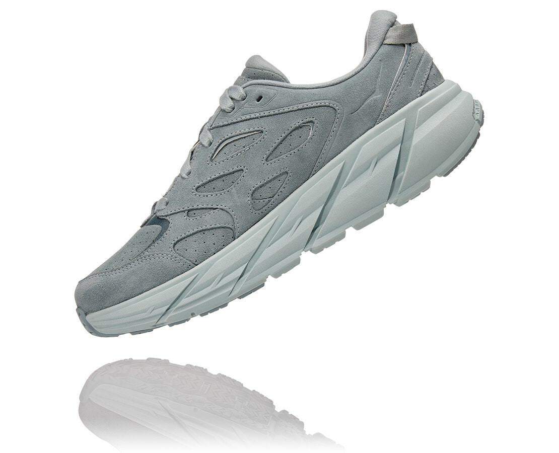 HOKA Grey Mist / Misty Blue - All Gender Clifton L Suede