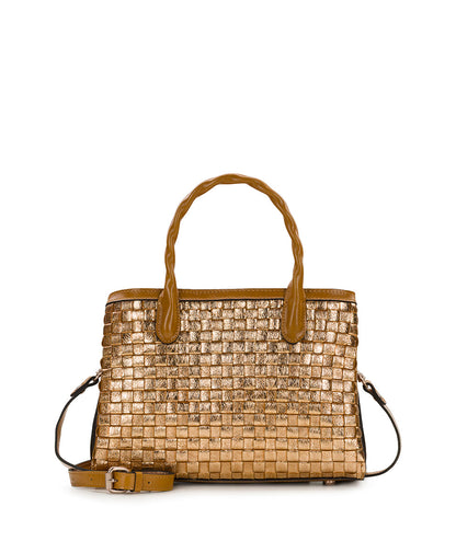 Patricia Nash Genovese Satchel - Vintage Distressed Metallic Woven