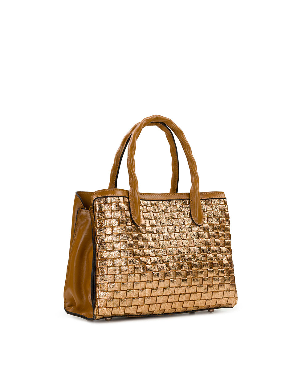 Patricia Nash Genovese Satchel - Vintage Distressed Metallic Woven