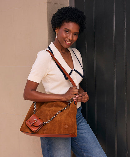 Patricia Nash Liora Slouchy Tote | Suede Leather | Cognac | Patricia Nash