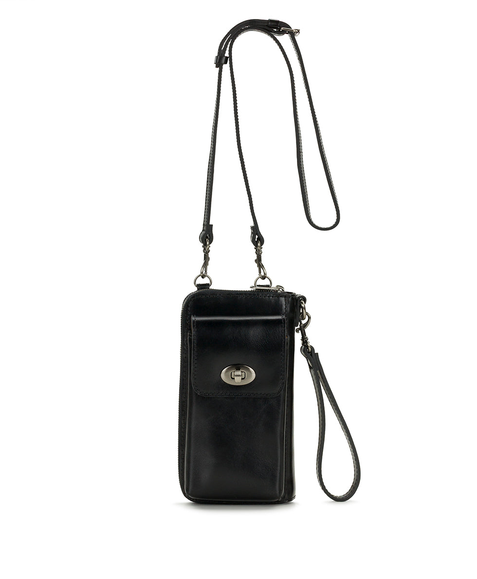 Patricia Nash Avery Phone Crossbody | Vintage Distressed | Black