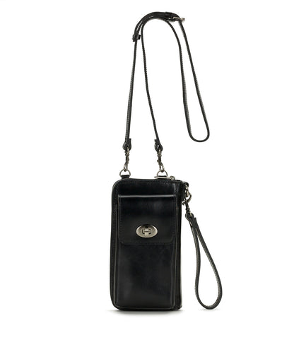 Patricia Nash Avery Phone Crossbody | Vintage Distressed | Black