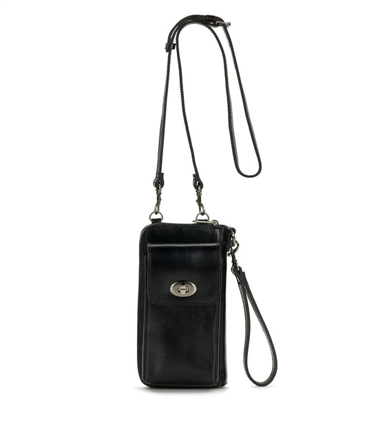 Patricia Nash Avery Phone Crossbody | Vintage Distressed | Black