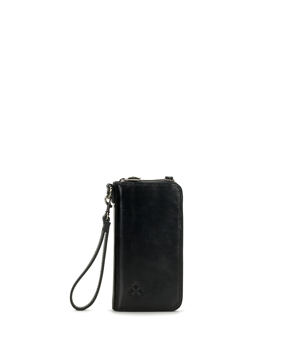 Patricia Nash Avery Phone Crossbody | Vintage Distressed | Black