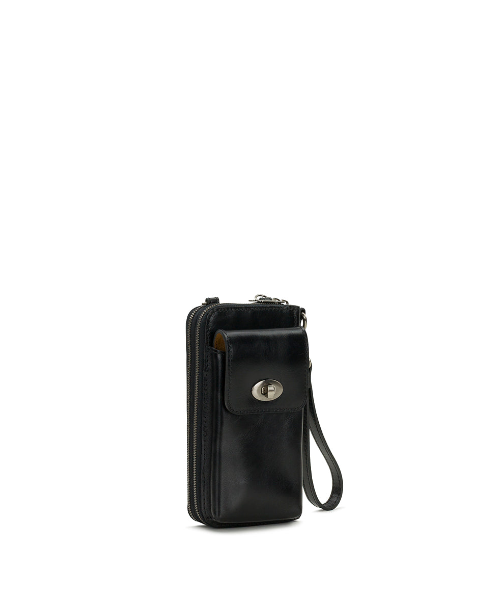 Patricia Nash Avery Phone Crossbody | Vintage Distressed | Black