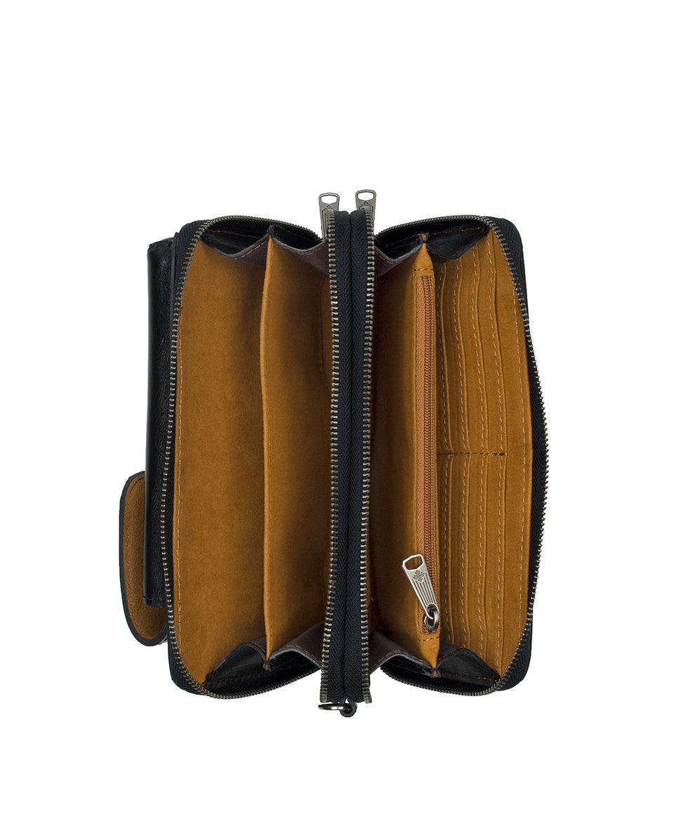 Patricia Nash Avery Phone Crossbody | Vintage Distressed | Black