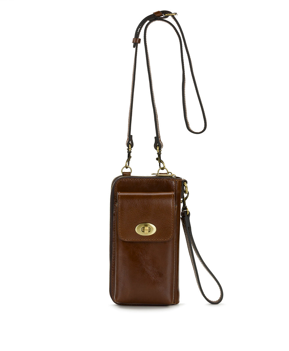 Patricia Nash Avery Phone Crossbody | Vintage Distressed | Cognac