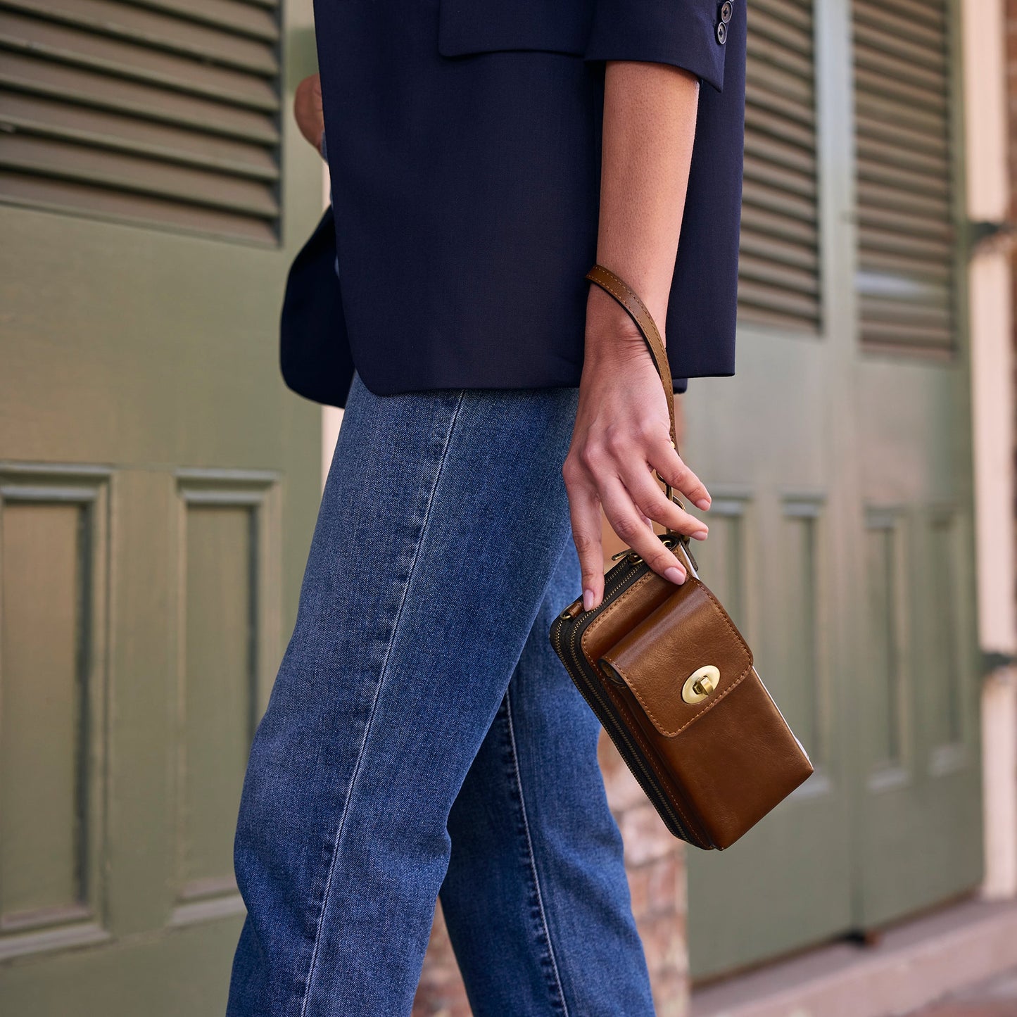 Patricia Nash Avery Phone Crossbody | Vintage Distressed | Cognac