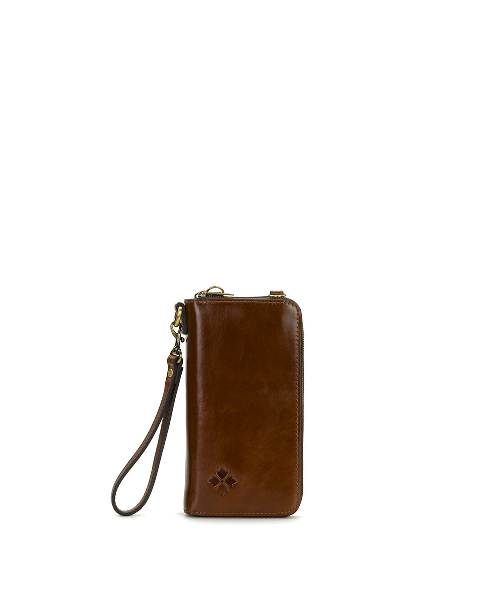 Patricia Nash Avery Phone Crossbody | Vintage Distressed | Cognac