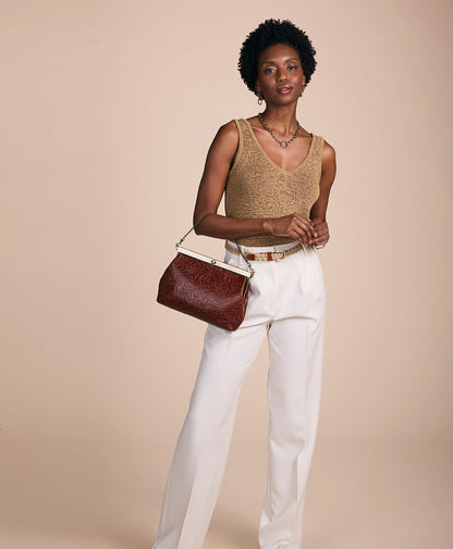 Patricia Nash Vilaine Frame | Brazilian Supple Tooled | Cognac
