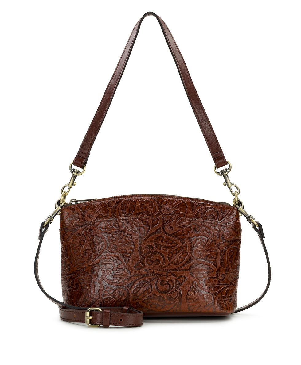 Patricia Nash Arlee Crossbody | Brazilian Supple Tooled | Cognac