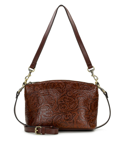 Patricia Nash Arlee Crossbody | Brazilian Supple Tooled | Cognac