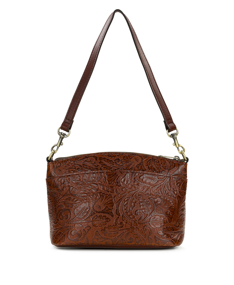 Patricia Nash Arlee Crossbody | Brazilian Supple Tooled | Cognac