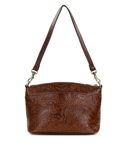 Patricia Nash Arlee Crossbody | Brazilian Supple Tooled | Cognac