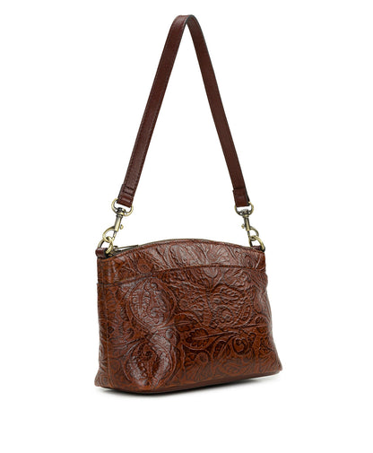 Patricia Nash Arlee Crossbody | Brazilian Supple Tooled | Cognac