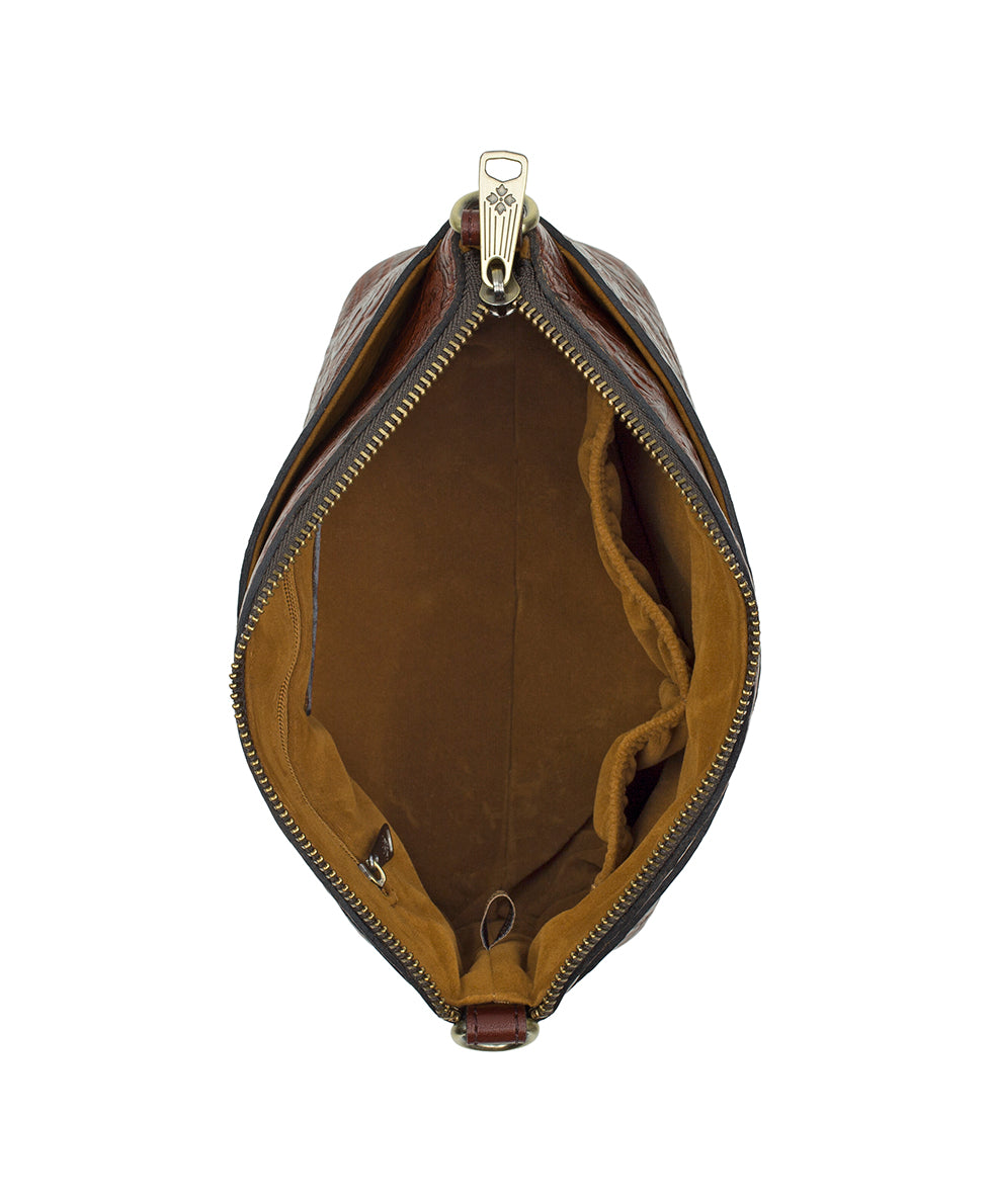 Patricia Nash Arlee Crossbody | Brazilian Supple Tooled | Cognac